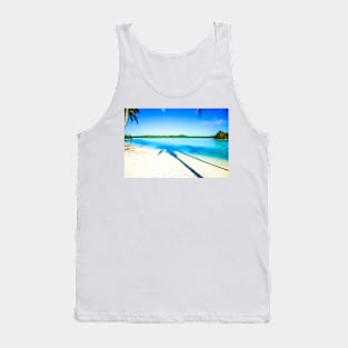 long shadows of coconut palms on white tropical sand Tank Top